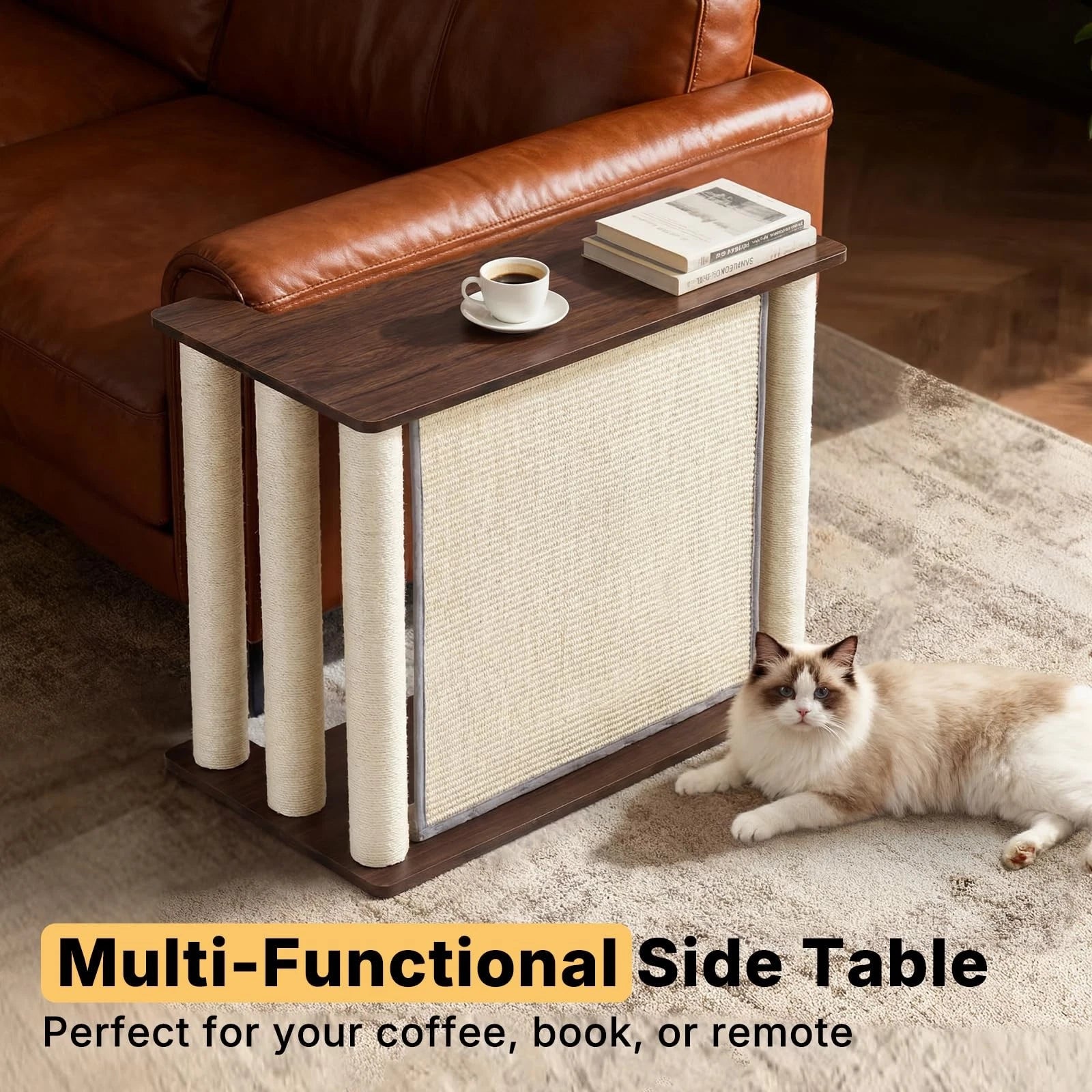 Pet Corner Sofa Side Table Scratcher Black Walnut Right Veehoo Couch Protector